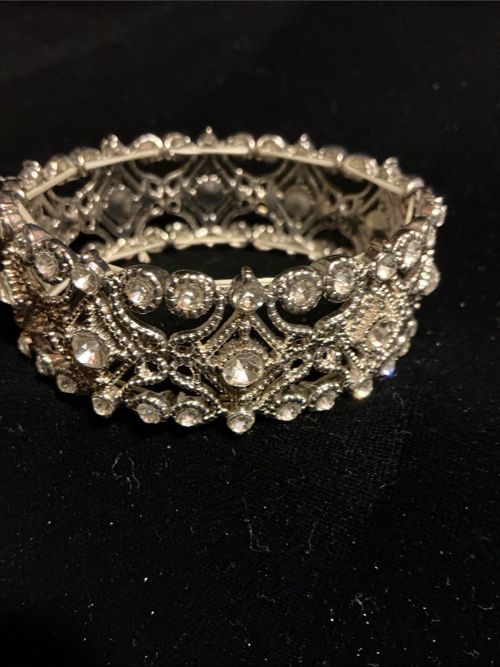Silver Decorative Filigree Stretch Bracelet